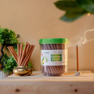 Omega-Premium Kewda Bambooless Dhoop Sticks – Jar 225gm